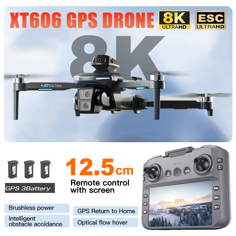 Drone Thermal Imaging - XT606 MAX 3 battery Drone 4k